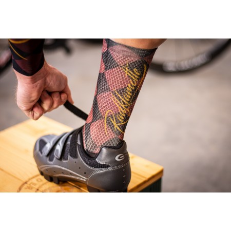 Radklamotte Socks "THE FACE" bordeaux-gold