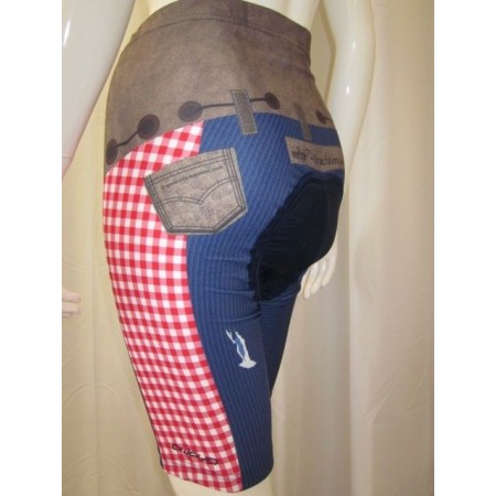 Trachten-Radhose in Jeansoptik rot-kariert