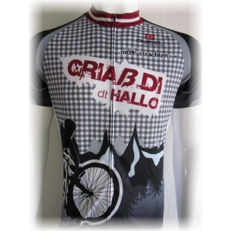 Trachten-Radtrikot für Herren Grau-kariert 