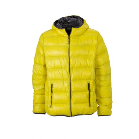 Daunenjacke Ultraleicht mit Kapuze in frischen Farben Gelb-grey