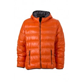 Daunenjacke Ultraleicht mit Kapuze in frischen Farben Orange-grey